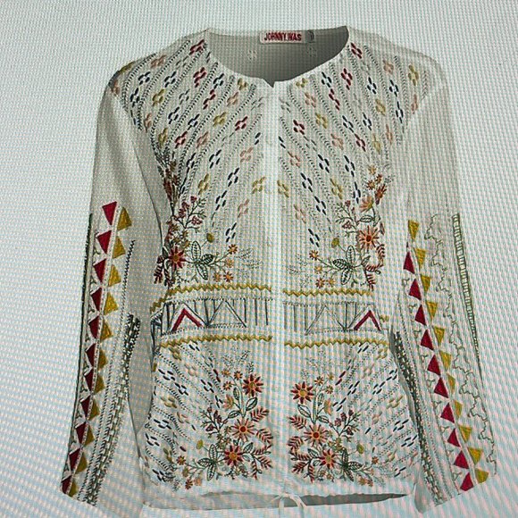 Johnny Was Ezra Embroidered Blouse NWT size L - Picture 1 of 4